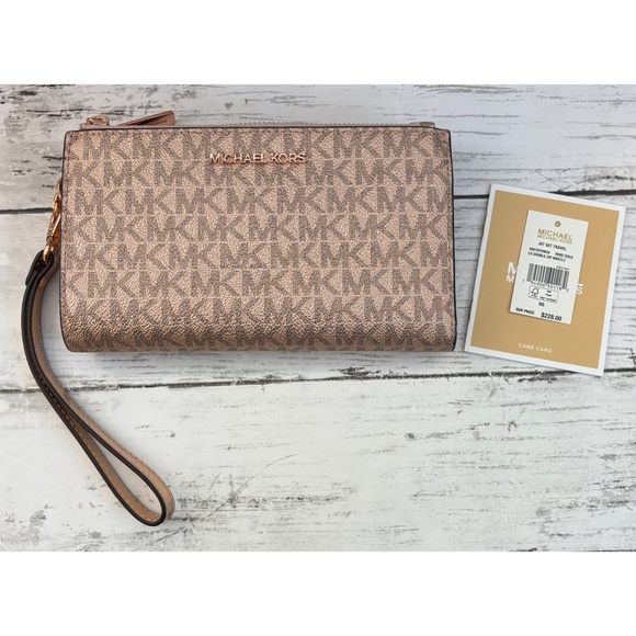 Michael Kors Jet Set Travel Large Double Zip Wristlet - Picture 1 of 8